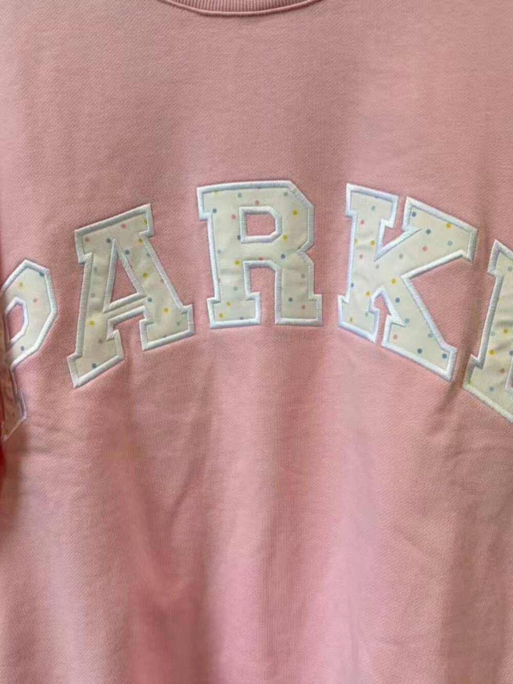 PARKE Pink Polka-Dot Letter Mock Neck Sweatshirt - Picture 4 of 7